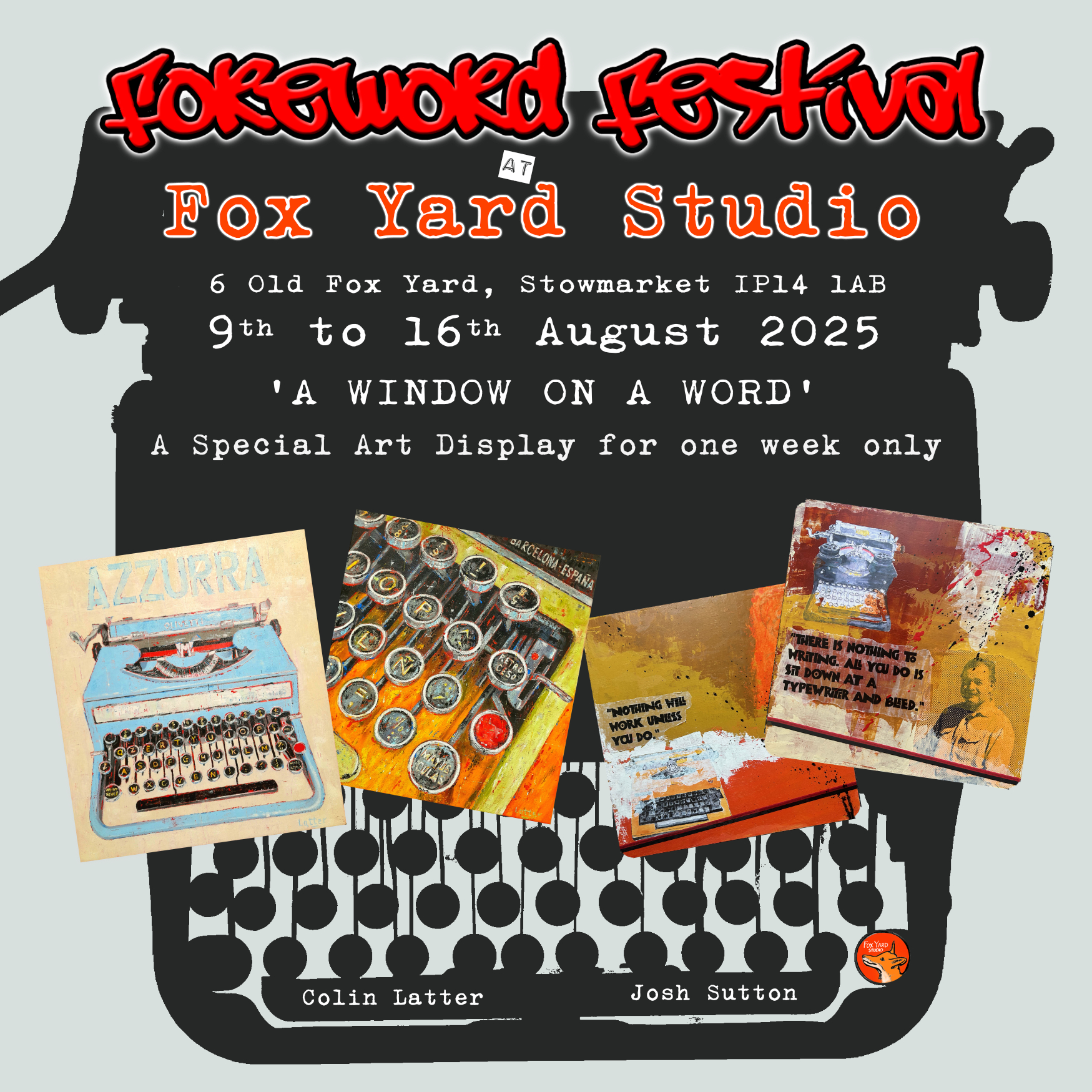 Artwork promoting the A Window on a Word art dis[play at Fox Yard Studio