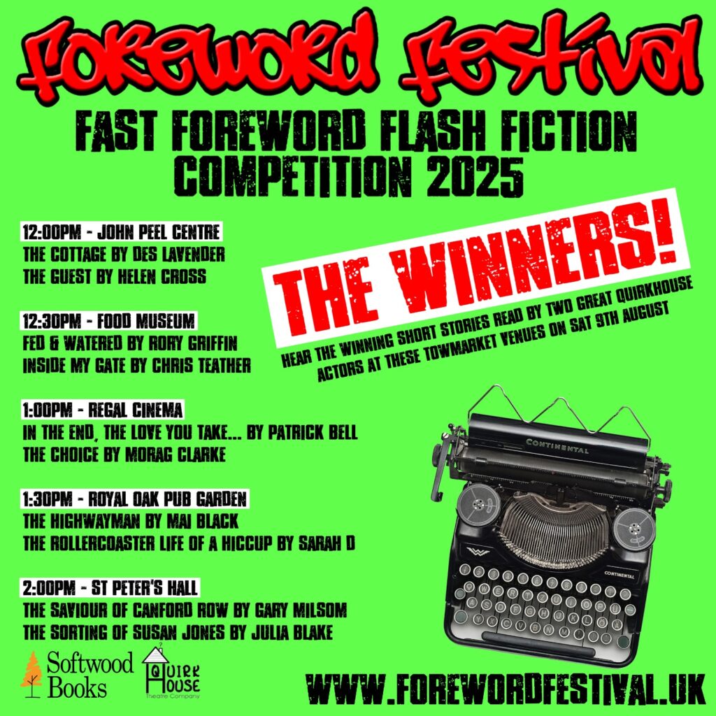 List of Fast Foreword winners with the locations of the performances on August 9th (text as in blog).