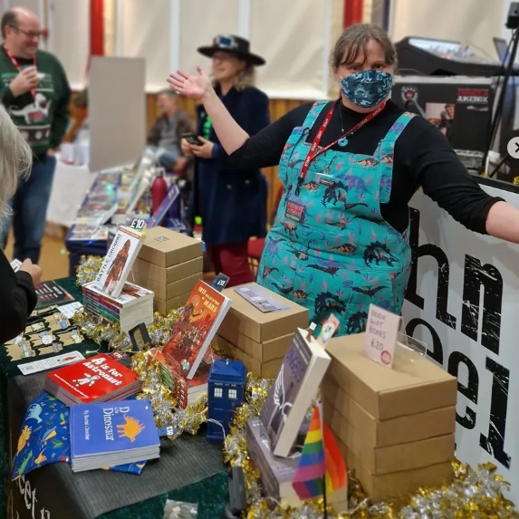 Thank you east anglian authors - image of an author at a Foreword Festival Book Fair