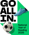 National Year of Reading Go All In Football Logo